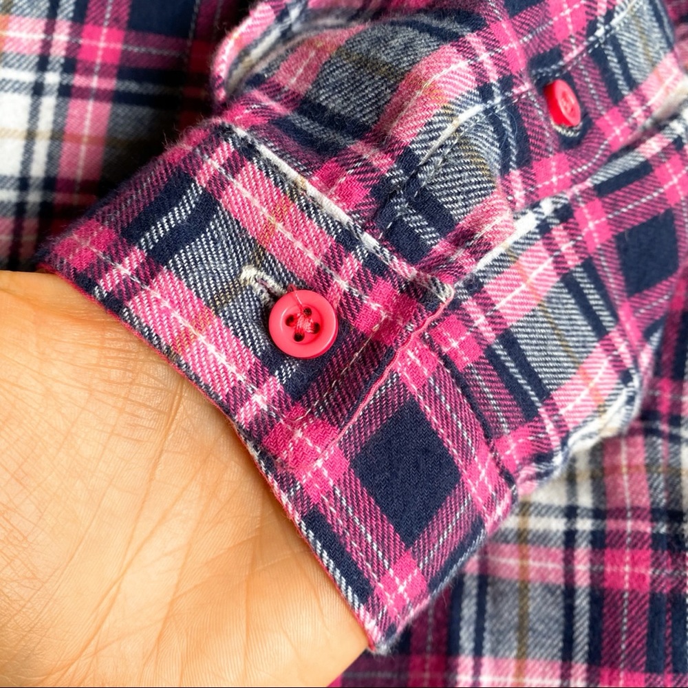 💕 EVERYDAY WEAR PINK BLUE WHITE PLAID FALL SHIRT! - Picture 8 of 13